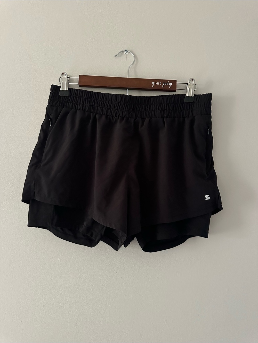 Black Women's Athletic Layered Running Shorts